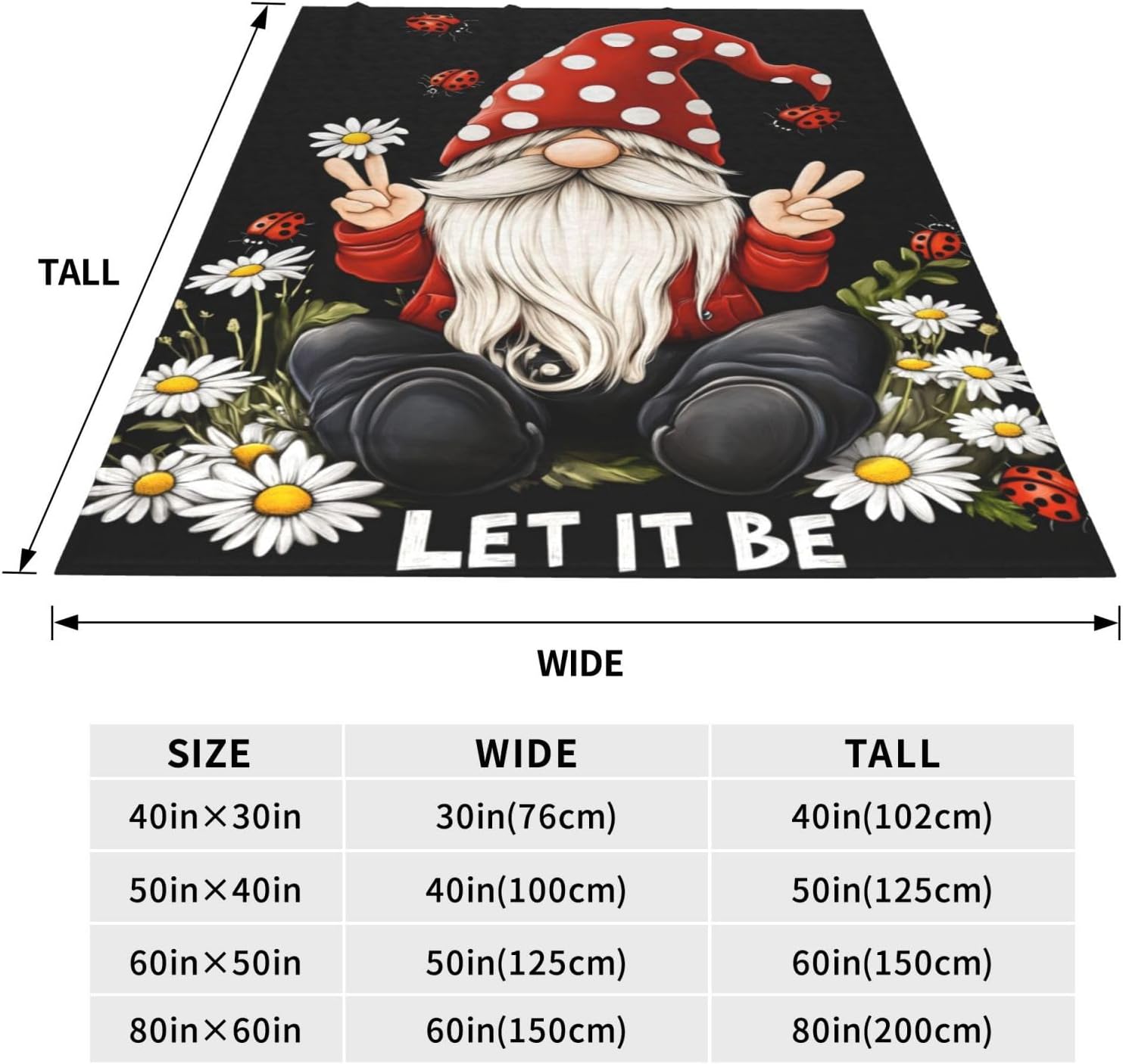 Gnomes Blanket Gifts for Women, Wife, Girls, Sister, Best Friend, Mom, Daughter - Flannel Daisy Red Throw Blanket for Bed, Living Room, Sofa, Traveling, Camping - Plush Decor 50x60in - Image 2