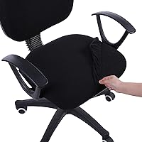 Smiry Stretch Jacquard Office Chair Seat Covers - Removable Washable Anti-Dust Desk Cushion Protectors, Fits 18-22" Seats - Black