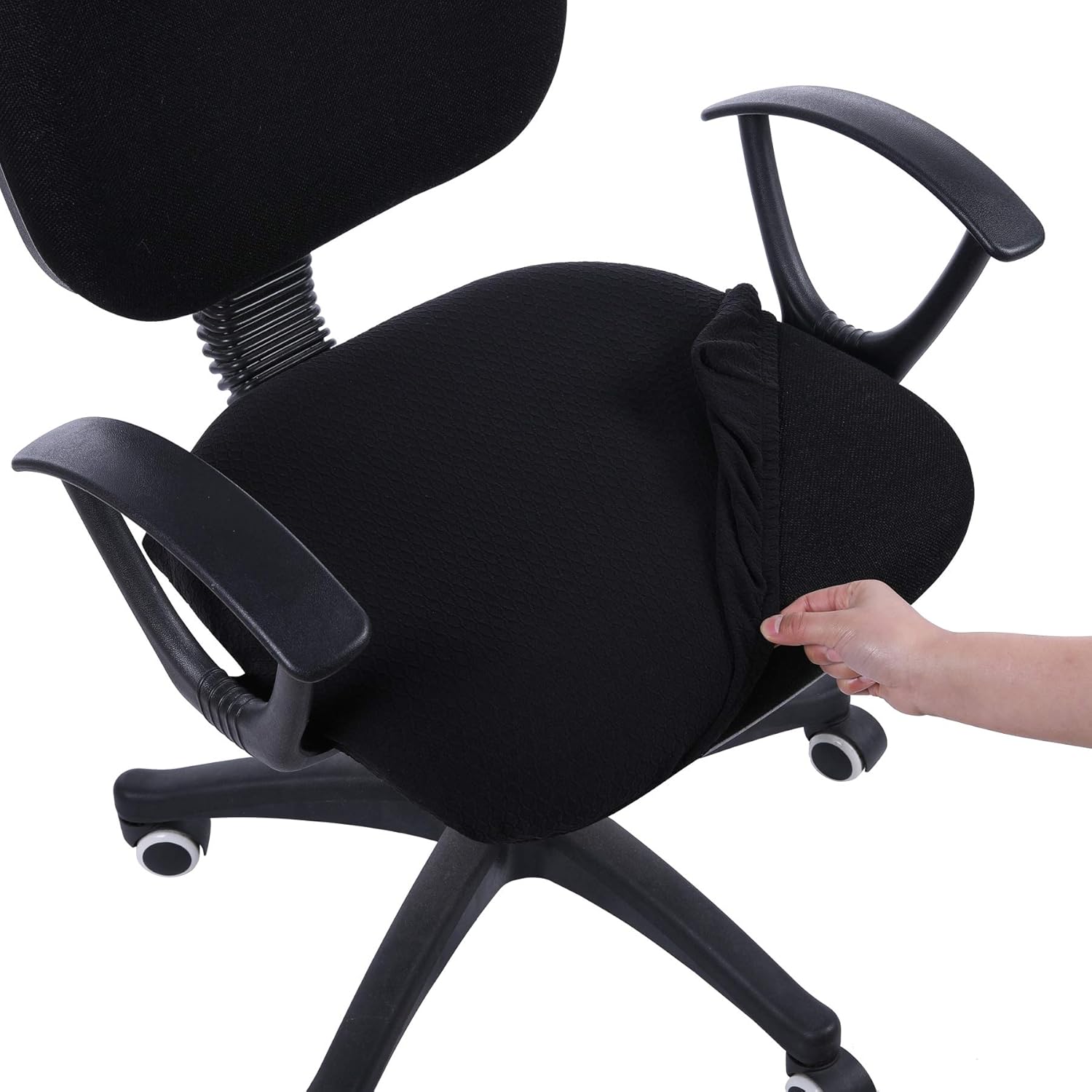 Smiry Stretch Jacquard Office Computer Chair Seat Covers Removable Washable Anti-dust Desk Chair Seat Cushion Protectors - Black