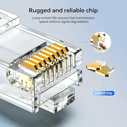 Miniatura 5 de Conectores RJ45 Cat6, Cat 6 2 piezas RJ45 extremos, conector Ethernet UTP 8P8C para cable Cat6 Cat5e 100 piezas
