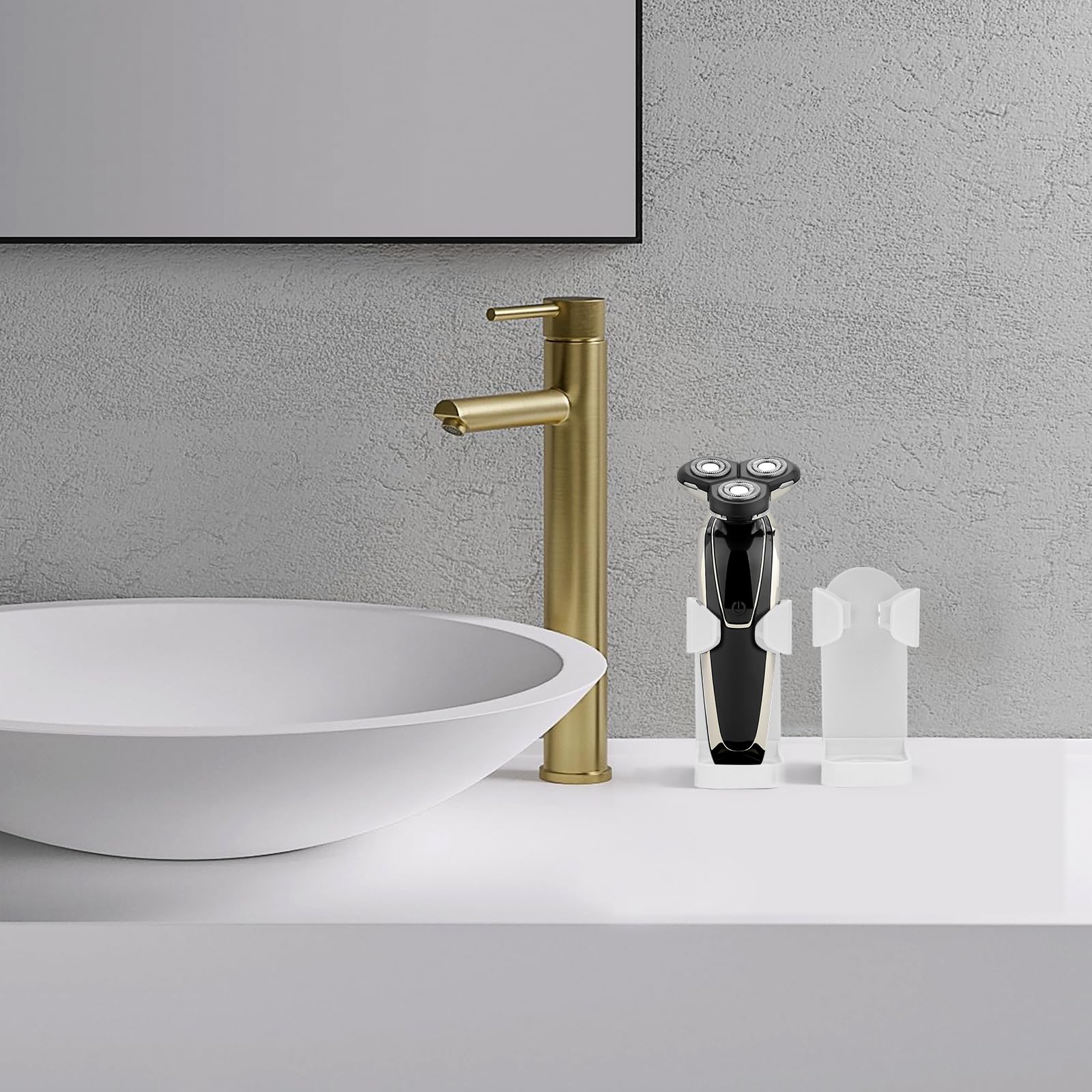 Linkidea 2-pakiety samoprzylepne uchwyty na golarki elektryczne, uchwyt na ścianę, regulowany uchwyt na golarkę elektryczną, półka do przechowywania golarki elektrycznej w łazience dla Braun 5-ej