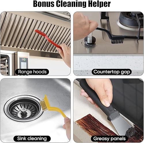 Miniatura 6 de Cepillo de limpieza de hendiduras, 8 herramientas de cepillo de limpieza multifuncional, cepillo de limpieza de hendiduras de cerdas duras, cepillos