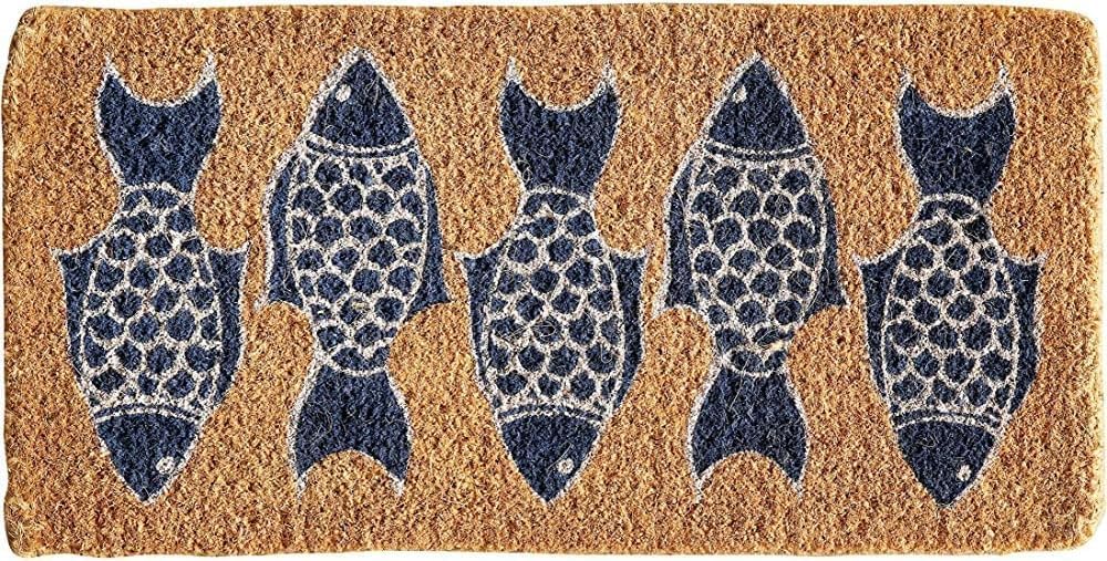 Fish Print Natural Doormat Outdoor Indoor for Entryway Funny Kitchen Mats Decorations 20X32 inch