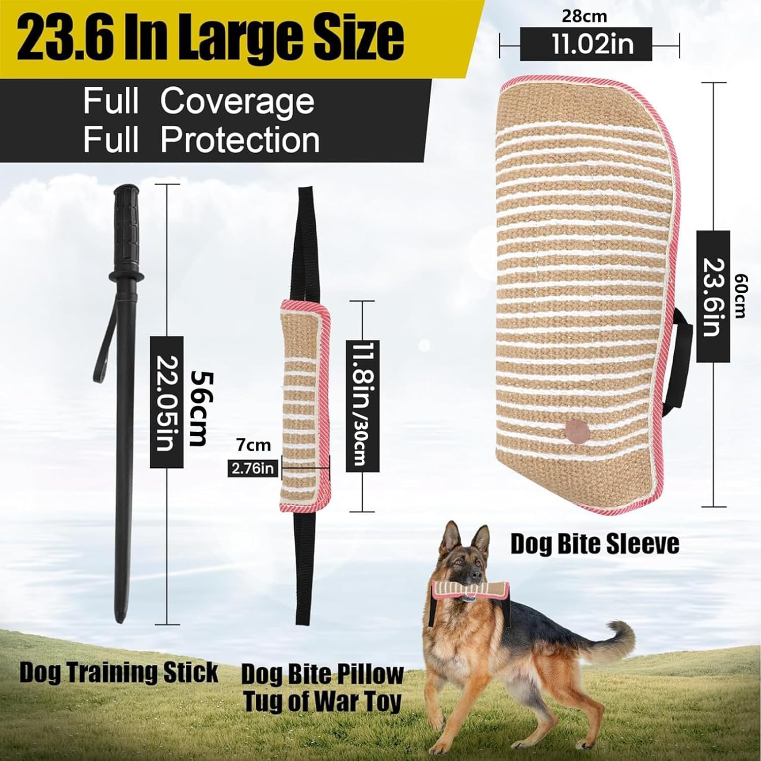 3 W 1 Dog Bite Sleeve Arm Dog Bite Sleeve Set Sprzęt Do Treningu Ugryzień Psa Kij Do Treningu Psa Garnitur Do Gryzienia Psa Holownik Zabawka Dla Psów Poduszka Do Gryzienia Interaktywny Szcz