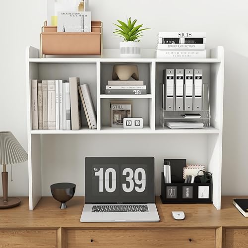 COBANA Estantería de escritorio, gabinete de almacenamiento para encimera con 5 estantes para escritorio de computadora, estante de escritorio para