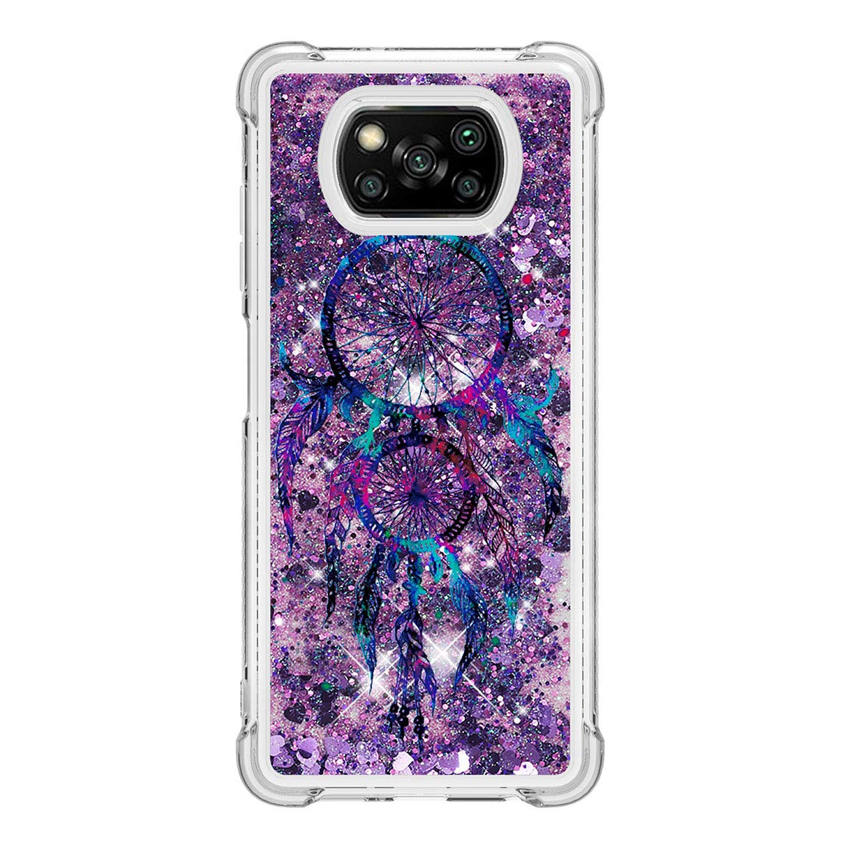 Custodia Glitter Con Cavalletto Per Xiaomi Poco X3 NFC / X3 Pro - TPU Morbido Con Brillantini Quicksand, Effetto Farfalla Blu