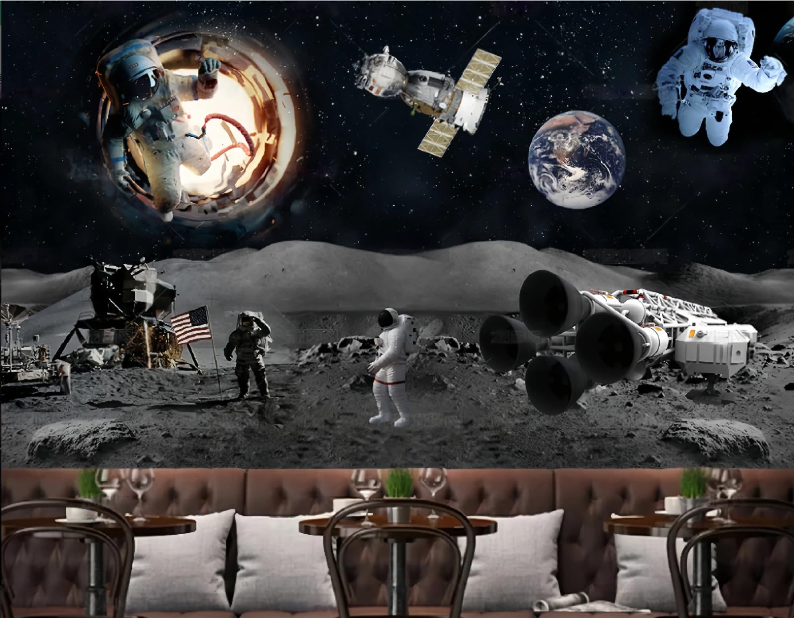 Tapeta 3D z motywem science fiction, gwiaździste niebo, do kawiarni i restauracji, 430 x 300 cm