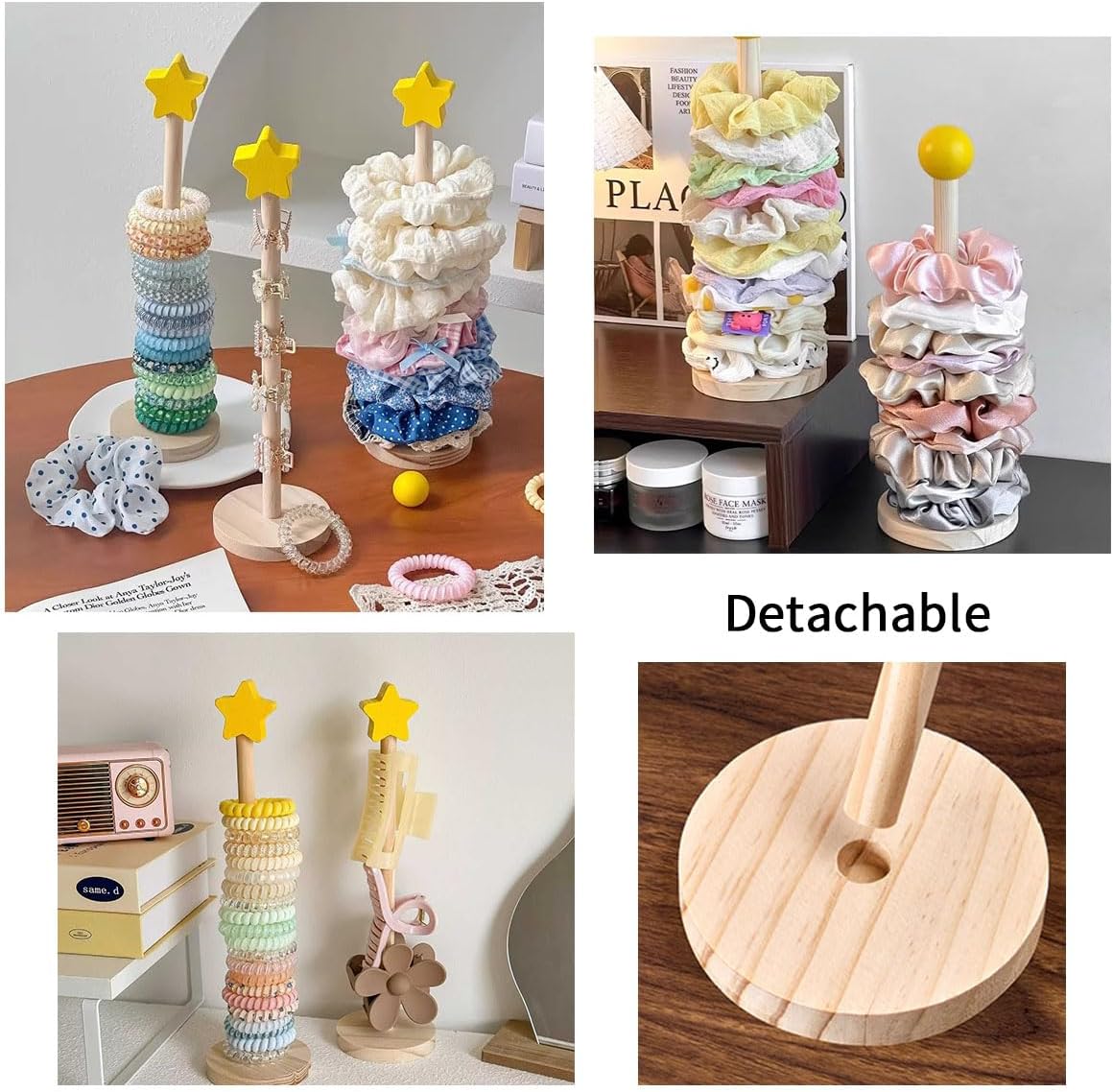 2 Pcs Scrunchie Holder Hair Tie Organizer Stand, Paper Towel Holder Hair Accessories Organizer Storage, for Christmas Desktop Decor, Home Jewelry Headband Hair Claw Storage