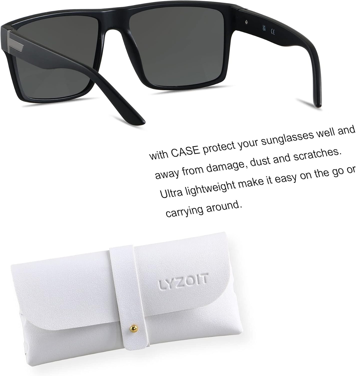 LYZOIT Square Sunglasses for Men Women Polarized Oversized Big UV Protection Rectangle Shades - Image 2