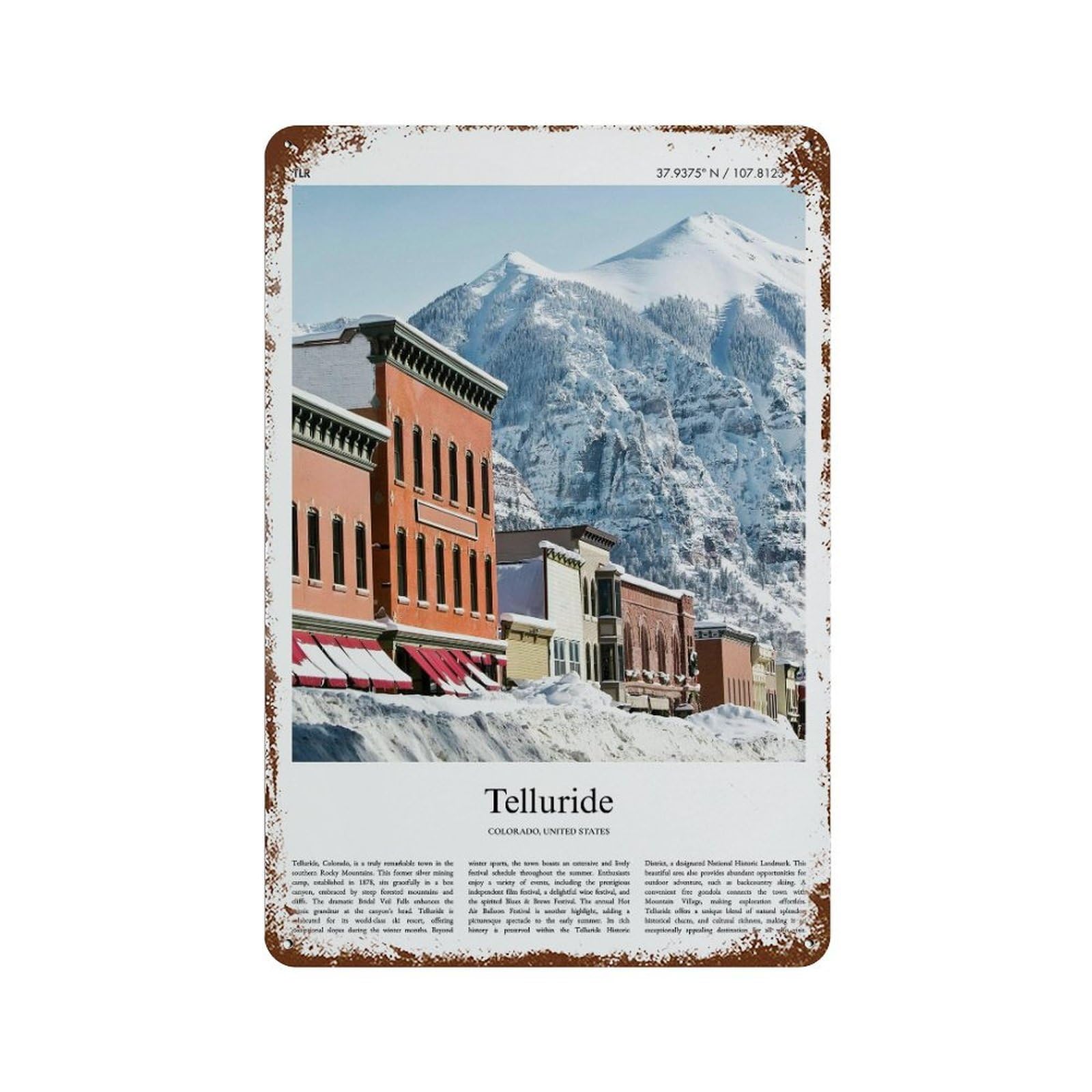 xiaoxiaoshen Telluride Colorado, United States, USA City Scenery Wall Decor Art Metal Tin Poster Modern Home Decor Art Home Bar Shop Decorations Vintage Sign 30x20cm