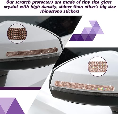 Miniatura 5 de Gengki - 10 calcomanías de diamantes de imitación brillantes para manija de puerta de automóvil, universal, cubierta protectora para manija de