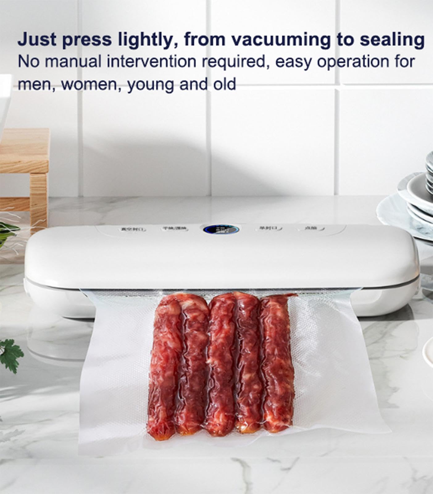 Máquina Selladora Al Vacío para Almacenamiento de Alimentos,Máquina Selladora de Alimentos Sellador de Aire Automático,Modos de Alimentos Secos y Húmedos,Incluye 10 Bolsas Selladoras Al Vacío
