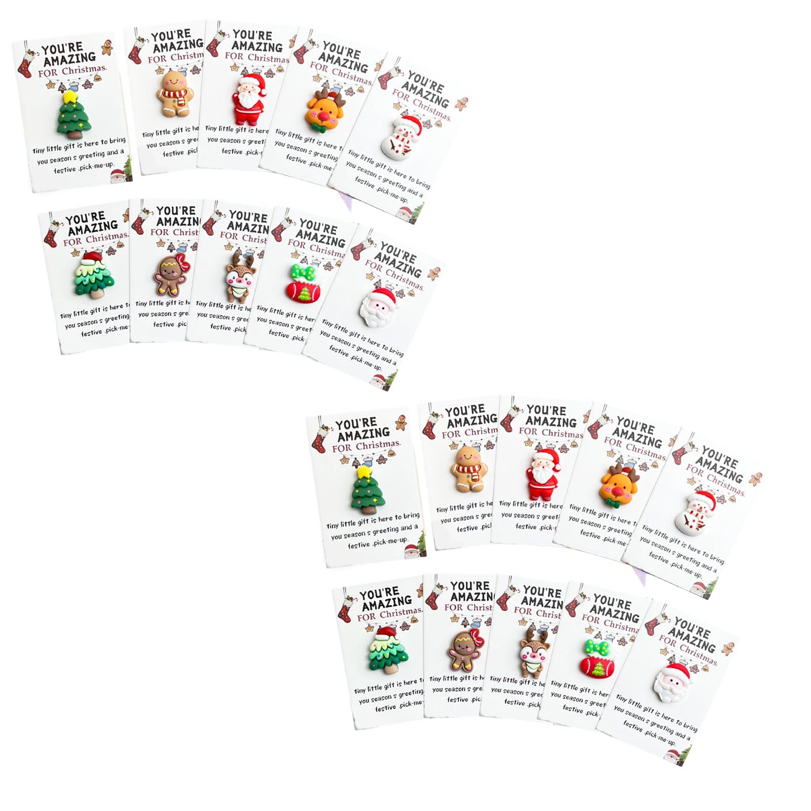 KAQNTUD Handmade Christmas Greeting Card Miniature Resin Pendant Small Hug Purse Christmas Card Cheer Up Christmas Ornament Set