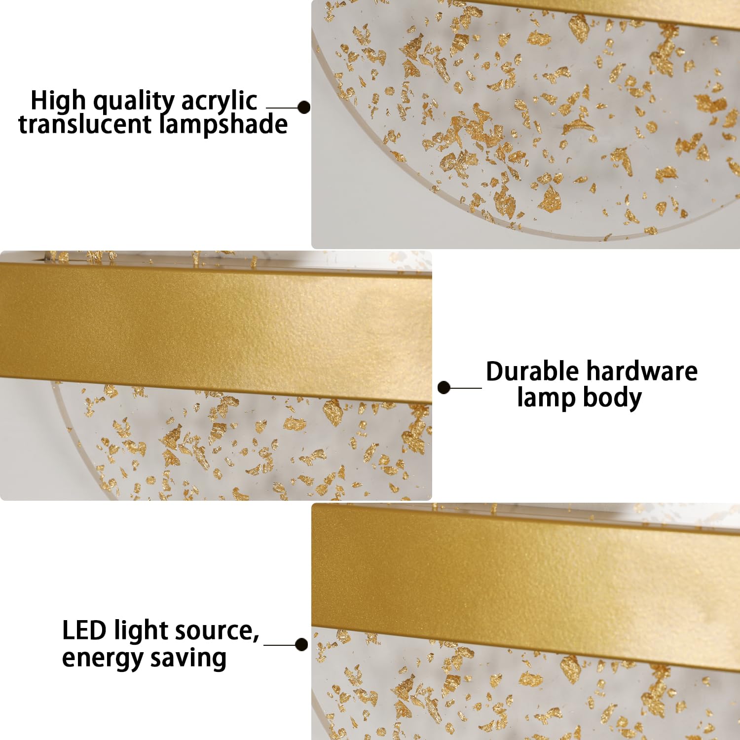 Comely Applique Murale LED Dimmable 12W, Lampe Murale Intérieure Moderne en Aluminium, Or Applique Murale Intérieure Acrylique Ronde pour Salon, Chambre, Escalier, Couloir, Blanc Chaud 3000K