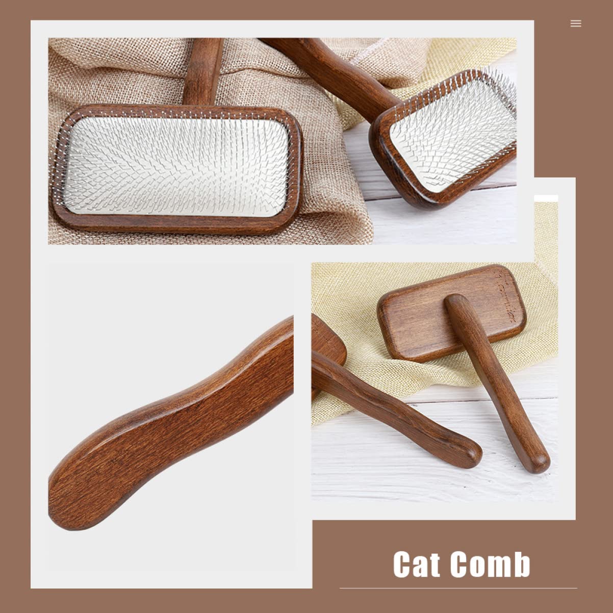 TOYANDONA Katzen Hundebürste Fellpflegekamm Kleine Größe Braun Tierhaarreinigung Massagebürste für Haustiere Pflegekamm für Haarwechsel und Tierhaarentfernung