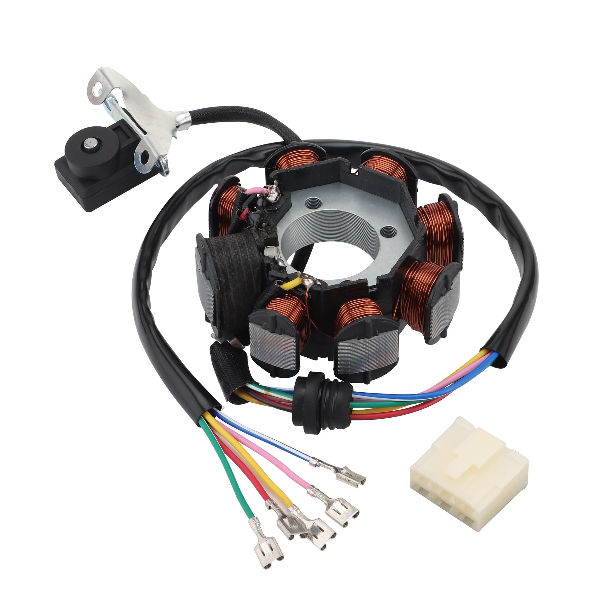 GOOFIT Generador Encendido Bobina Estator MagnéTica 8 Bobinas Y 6 Cables Reemplazar Para 125z 150sz Dm150 Rc125 Ft150 CG 125cc 150cc 200cc 250cc ATV Quad Dune Buggy Dirt Pit Bike Pro Trail Bike Kart