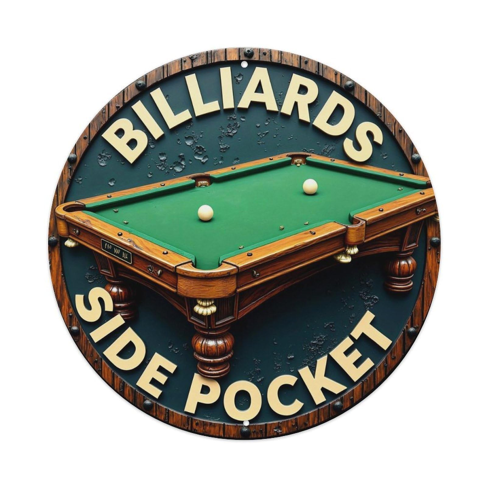 Billiards Side Pocket Table Design Metal Tin Sign Plaque