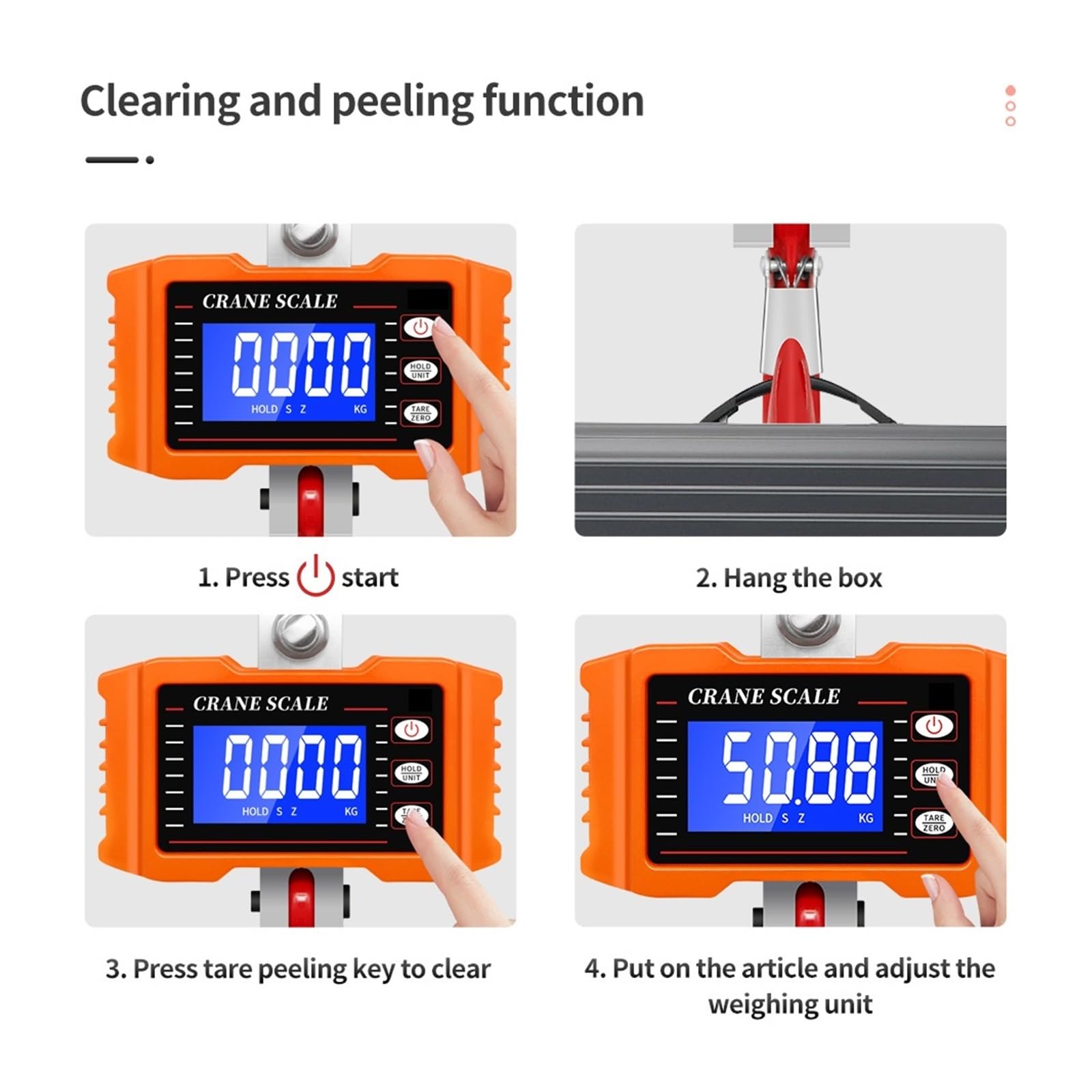 500 kg/1000 kg digitale hängende tragbare Waage, Kranwaage, robuste, LCD-Hintergrundbeleuchtung, industrielle Hakenwaage, Einheitswechsel Handwerker oder Arbeiter(LCD 500KG Blue)