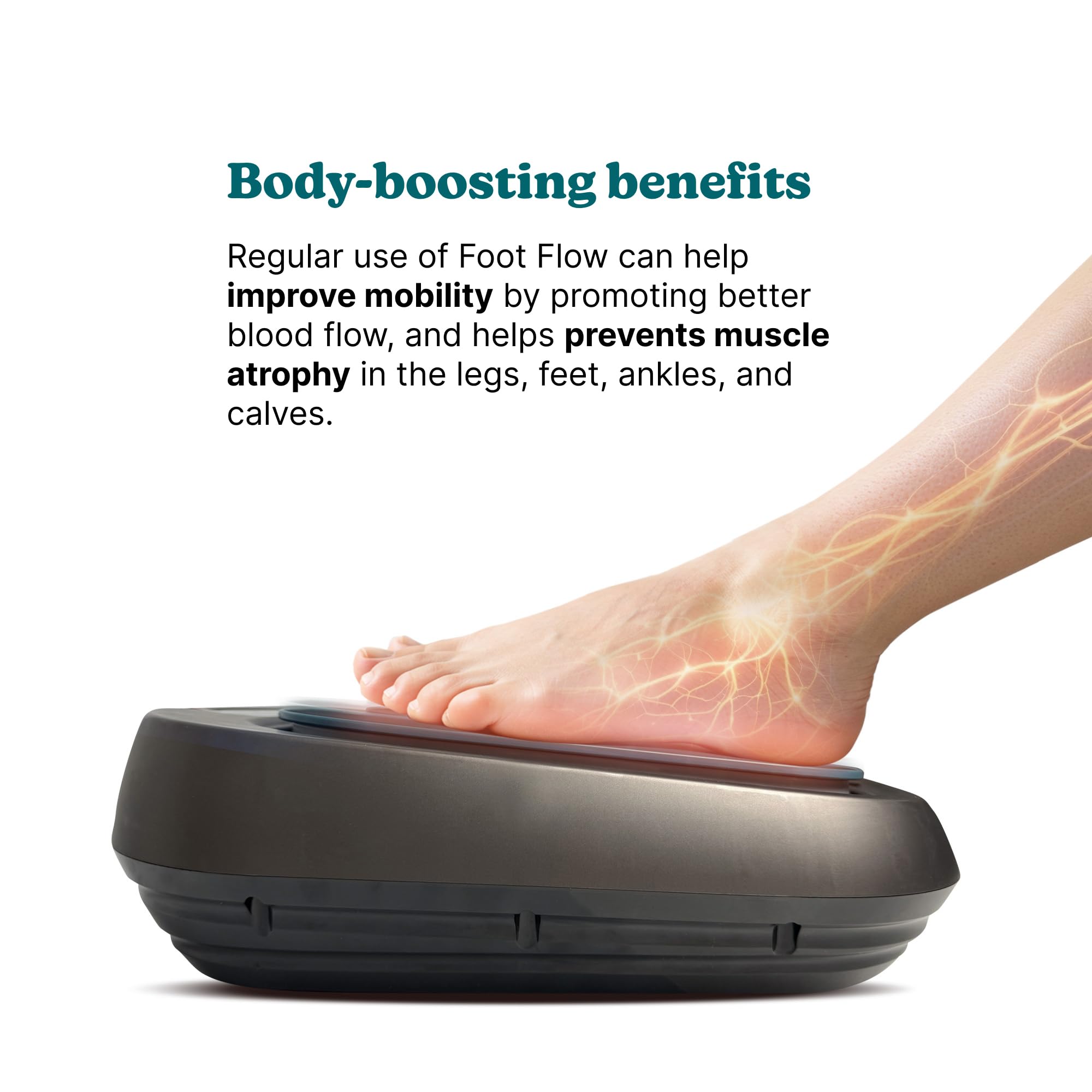 Homedics Foot Flow Mobility Booster Massaggiatore vibrante - Massaggiatore per i piedi con calore lenitivo, 20 intensità e 3 modalità, Rivitalizza i muscoli stanchi e favorire il flusso sanguigno