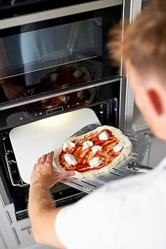 Hans Grill Pizza Stone PRO XL Baking Stone For Pizzas use in Oven, Grill or BBQ FREE Long Handled Anodised Aluminium Pizza Peel | Rectangular Stone 15 x 12 Inches | For Pies, Pastry, Bread, Calzone
