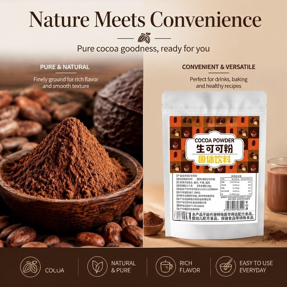 Poudre de cacao 120g for pâtisserie et boissons