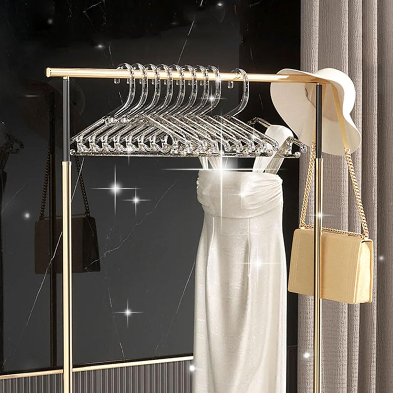 Kids Coat for Closet 10pcs Clear Acrylic Clothes Racks Non Slip Glitter Suit Hanger for Suit Coat Sweater Jacket Blouse Dress Home Dorm Closet Hangers Dorm
