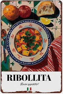 Vintage Italian Ribollita Metal Sign, 8x12 Inches Aluminum Wall Decor, Retro Food Themed Wall Art for Kitchen Dining Room Restaurant Decoration