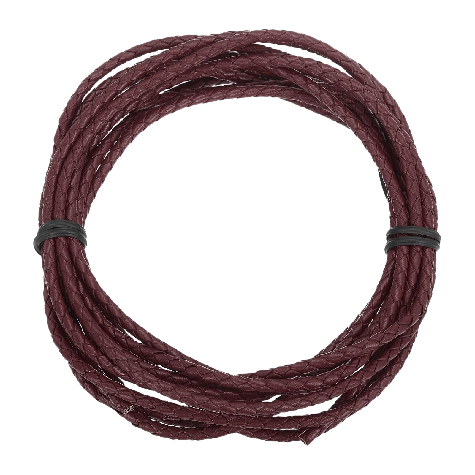 sourcing map 3.3 Yards Bolo Tie Cord 4mm Diameter Round Braided Leather Strip 3 Meters Long for Bracelet Necklace Beading, Burgundy โ image 1