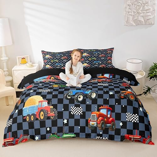 Miniatura 41 de Feelyou Juego de funda de edredón de camión de bomberos, edredón de coche de policía para decoración de habitación de niños, colcha de ambulancia