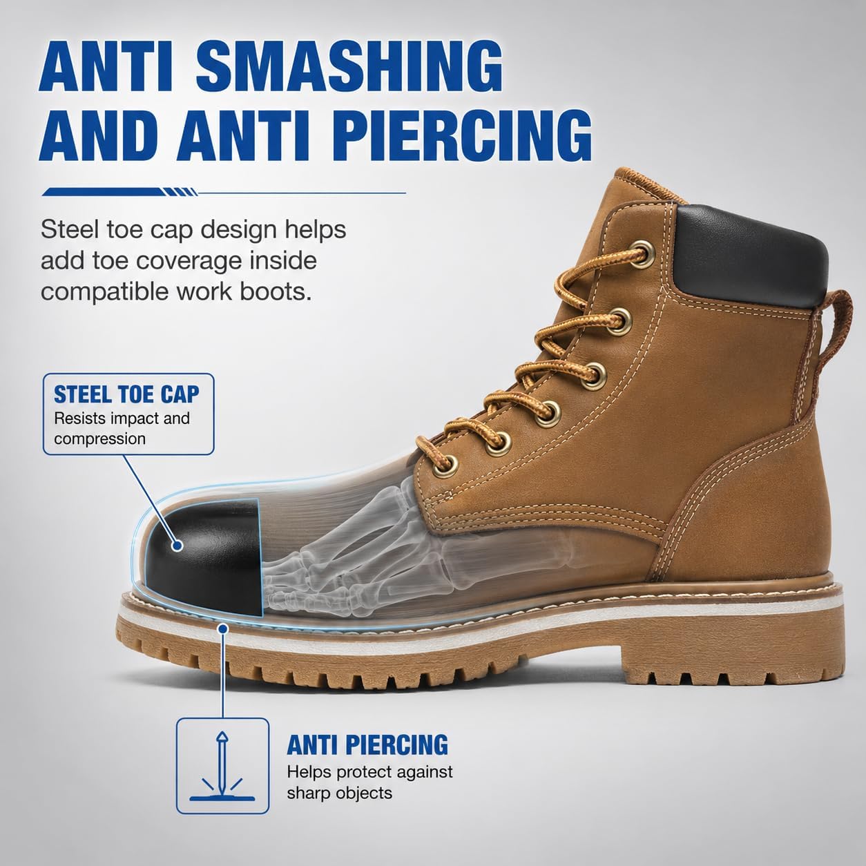 Cabilock Steel Toe Inserts for Shoes, 1 Pair Internal Metal Toe Guards | Internal metal toe caps for compatible footwear with a roomy toe box