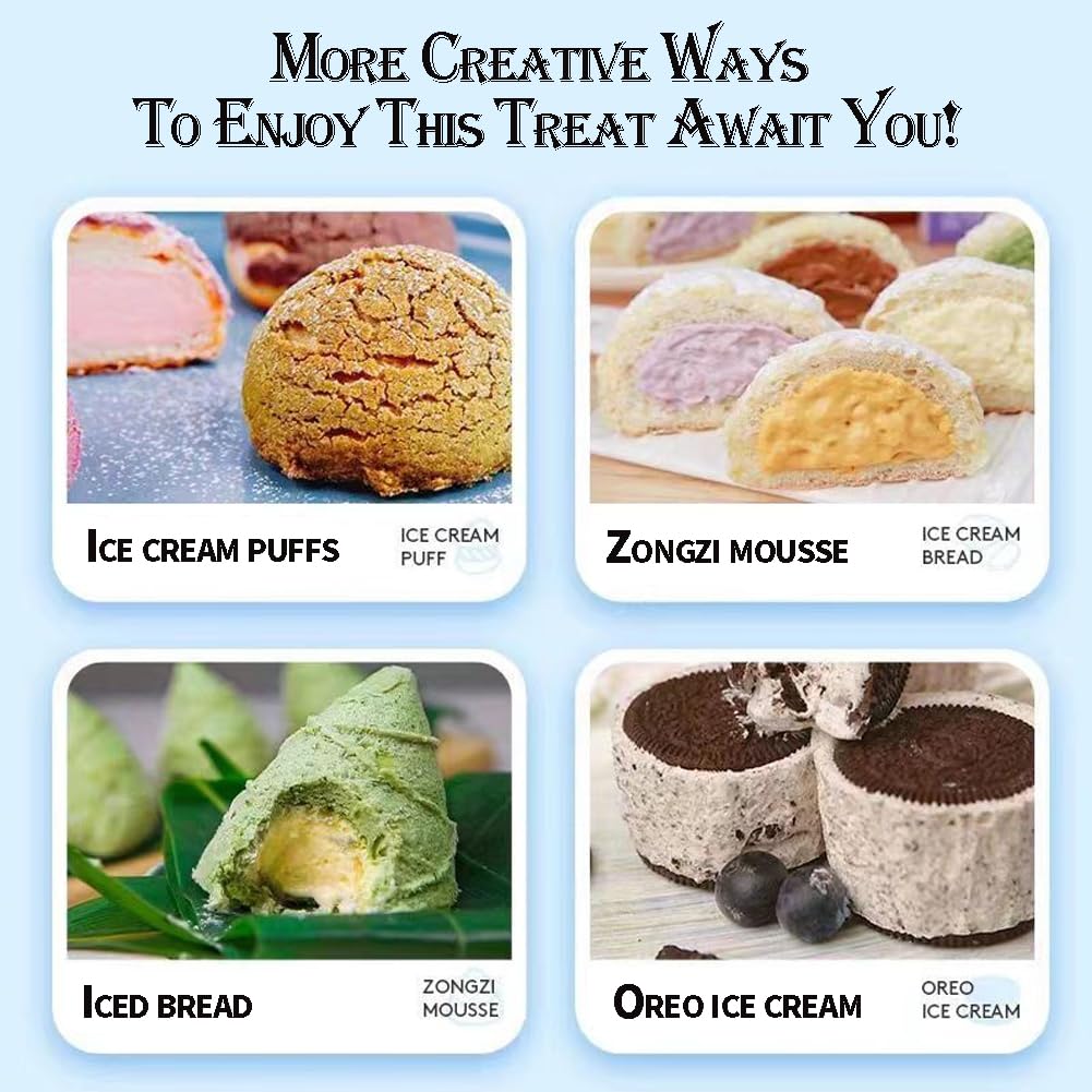 DAMAICHUHAI Préparation pour Glace, Poudre pour Crème Glacée Maison - Kit de 6 Sachets de 100g avec 6 Saveurs Variées (Chocolat, Fraise, Matcha, Taro, Vanille, Cacao) - Idée Cadeau, Facile et Rapide