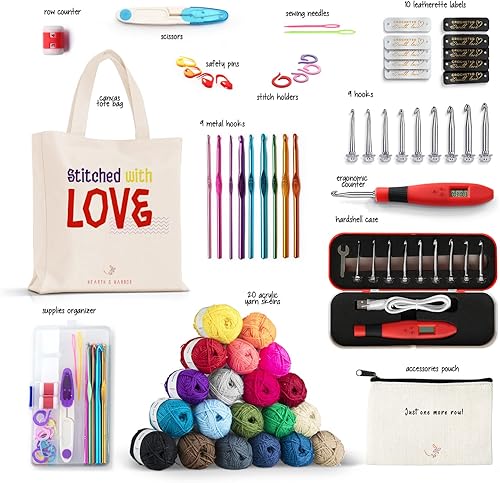 Miniatura 2 de Hearth & Harbor Kit de ganchillo para principiantes y adultos  Kit de ganchillo para principiantes para niños con juego de ganchos de ganchillo