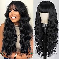 Vista 21 de Lativ - Peluca blanca con flequillo para mujer, larga y ondulada, de color blanco, sintética, rizada, de aspecto natural, resistente al calor