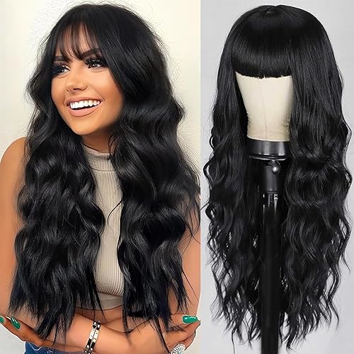 Miniatura 21 de Lativ - Peluca blanca con flequillo para mujer, larga y ondulada, de color blanco, sintética, rizada, de aspecto natural, resistente al calor