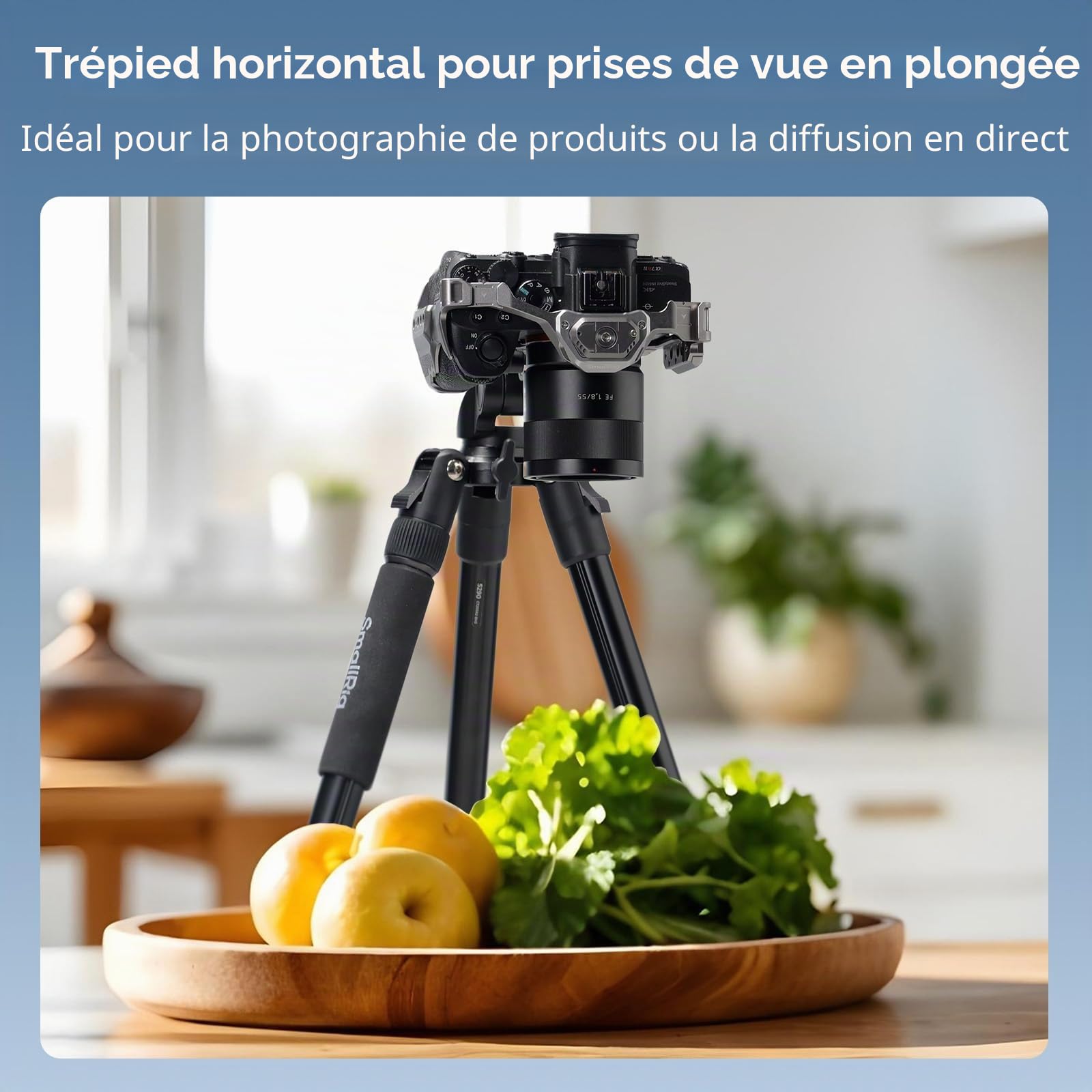 SMALLRIG Trépied Horizontal CT25 164 cm (64,5") pour Appareil Photo avec Support pour Smartphone et Sac de Transport, Charge Maximale de 10 kg (22 lb) pour Prises de Vue Aériennes.
