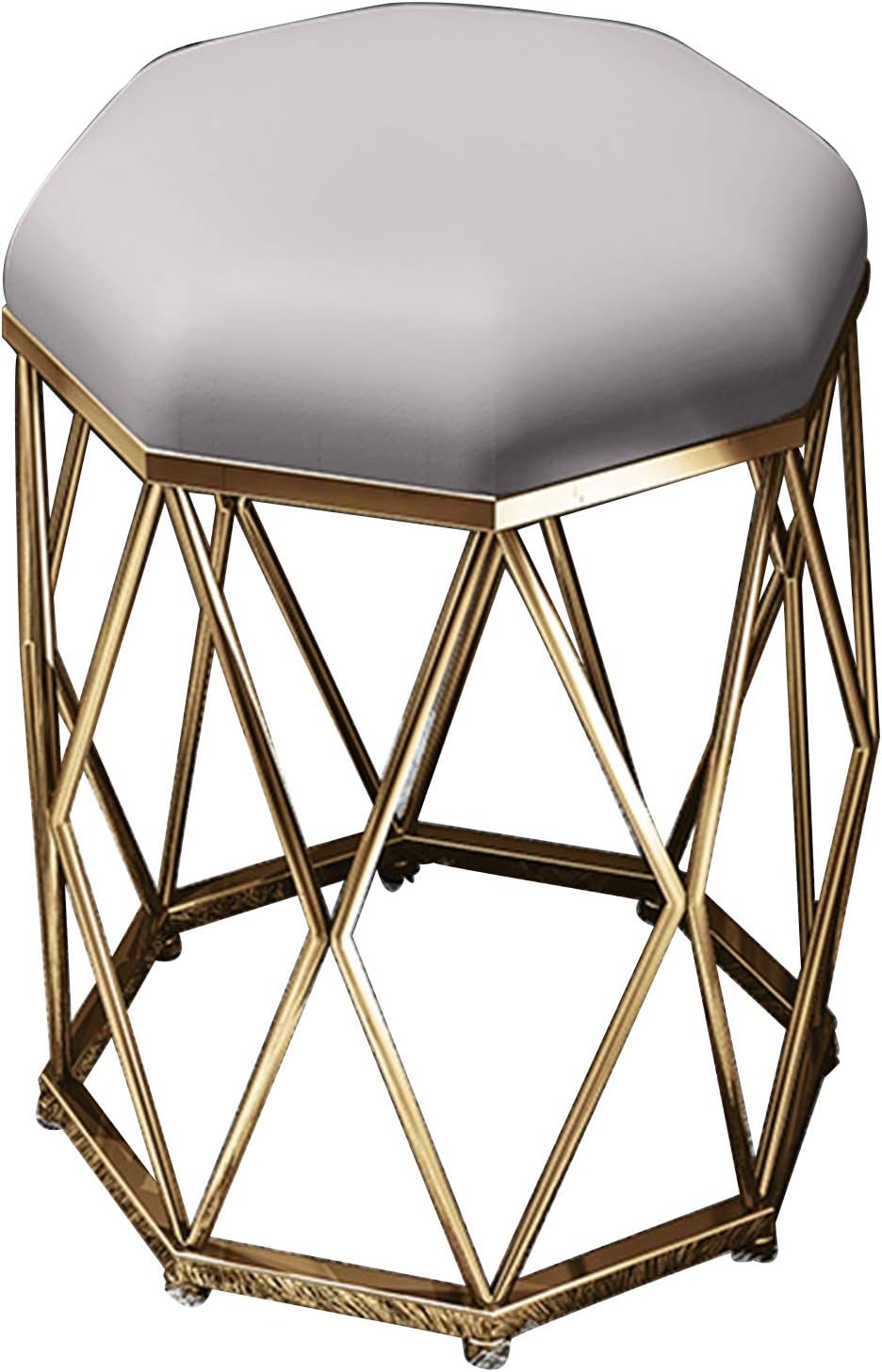 Dresser Octagonal Stool,Comfortable Fabric and Thick Iron Modern Home Soft Wash Basin Low Stool,Bearing 100kg