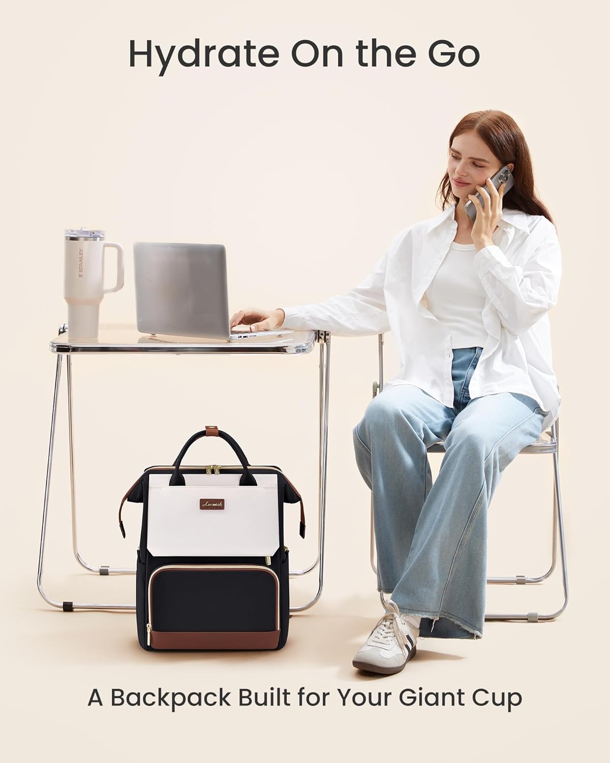 LOVEVOOK Laptop Backpack for Women with Giant Tumbler Holder Pocket, 15.6 inch Travel Work Bag Purse for Nurse Teacher, Waterproof Casual Daypack Bookbag for College Business - Image 7