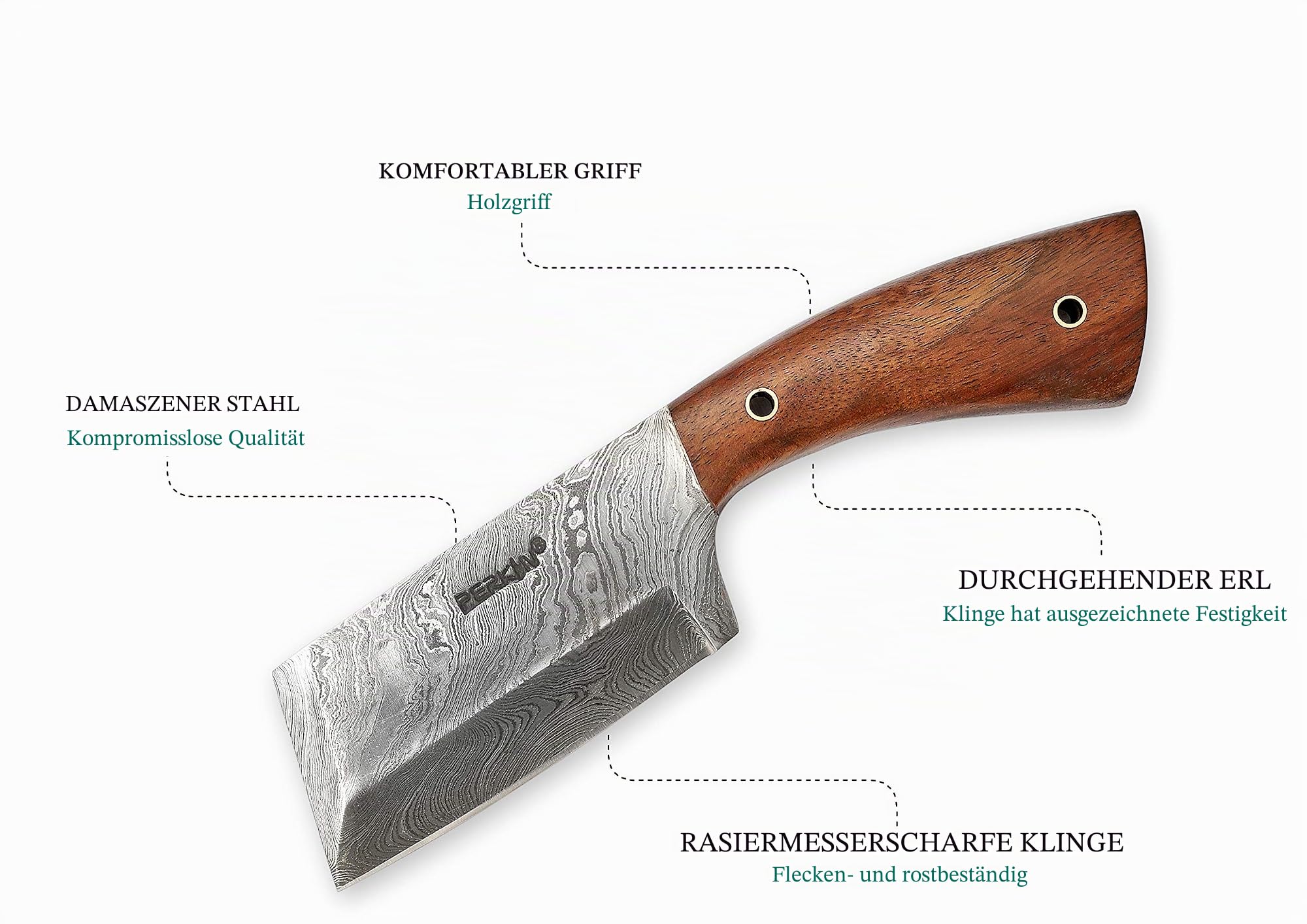 Handgemachtes Damast Jagdmesser - Spaltermesser