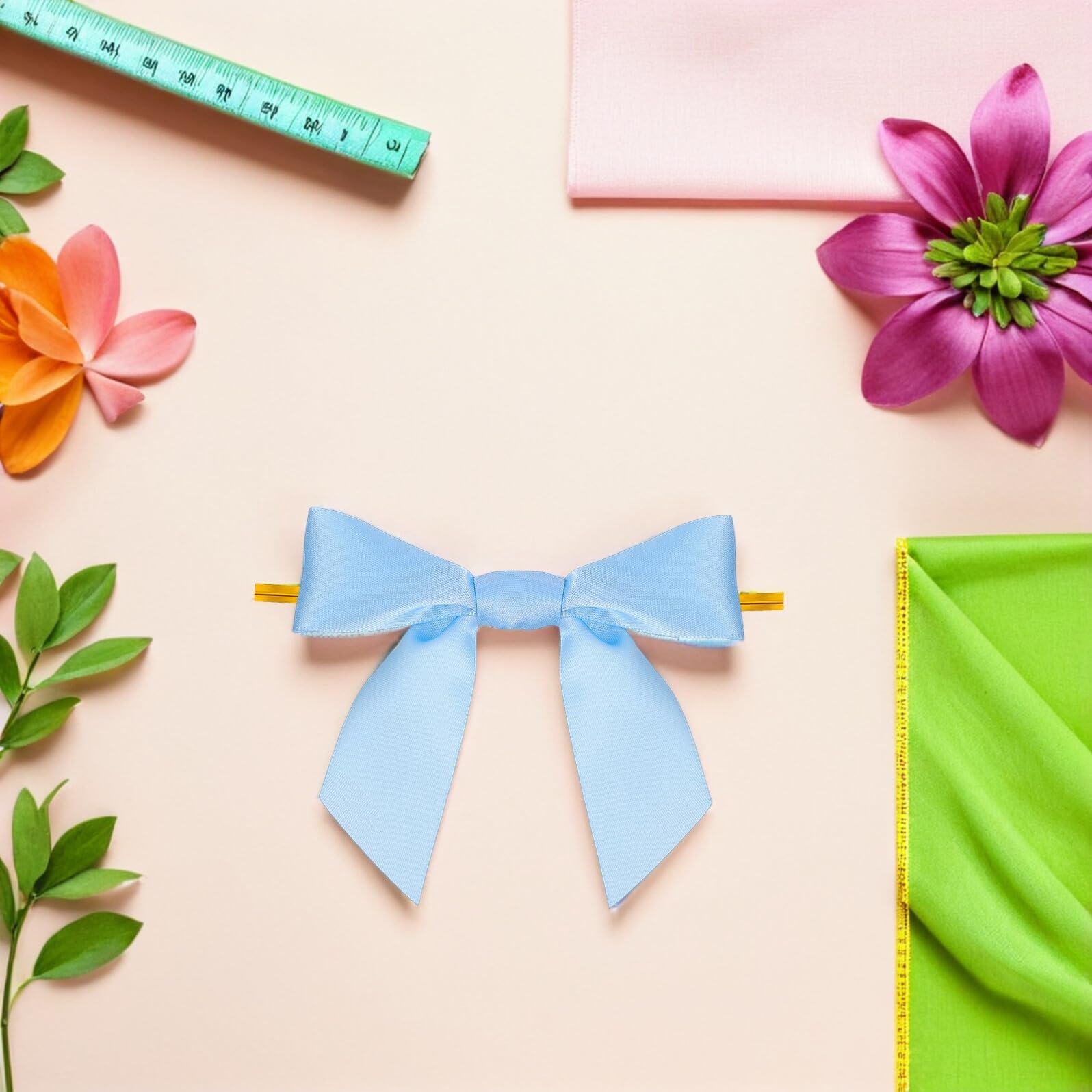 100 pezzi Fiocchi Twist Tie Blu per Sacchetti Regalo Piccoli Fiocchi in Nastro Satinato per Confezioni Decorazioni per Feste Compleanni e Matrimoni Regalo Natale