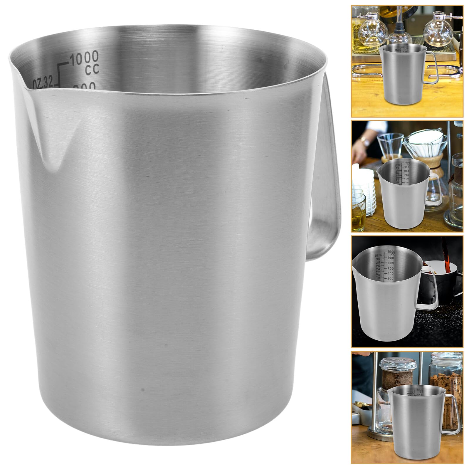 TOYANDONA Taza Medidora de Acero Inoxidable Escala Jarra de Leche para Espresso Taza para Leche Caliente Apta para Hornos para Cocina