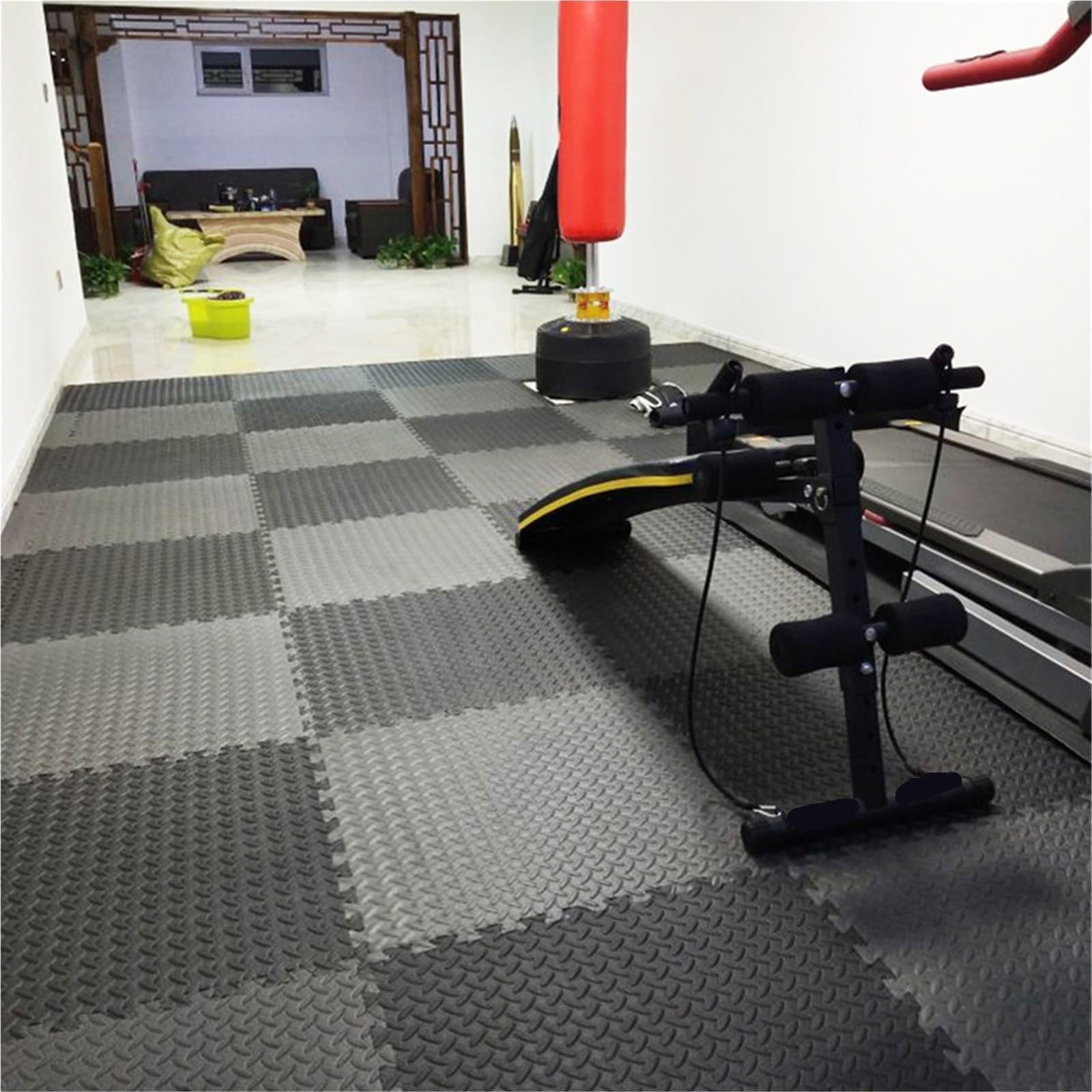 12 Uds. Alfombrilla Gruesa de 15CM x, cojín EVA, Alfombrilla Protectora for Suelo, Antideslizante, Impermeable, Estera Fitness for Interiores, Empalme Entrelazado para Gimnasio(Black)