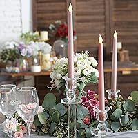 Vista 1 de Efavormart - Juego de 3 velas LED cónicas sin llama parpadeantes de 11 pulgadas, funciona con pilas, decoración del hogar y boda, color dorado rosa