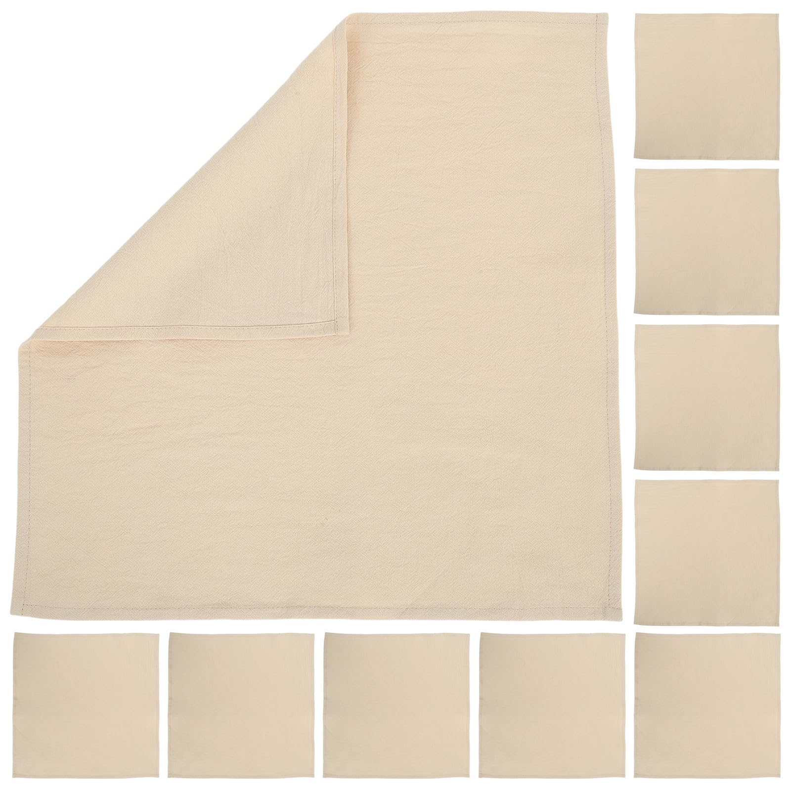 Servilletas de algodón beige de 40cm Ciieeo en pack de 12 unidades lavables para mesa