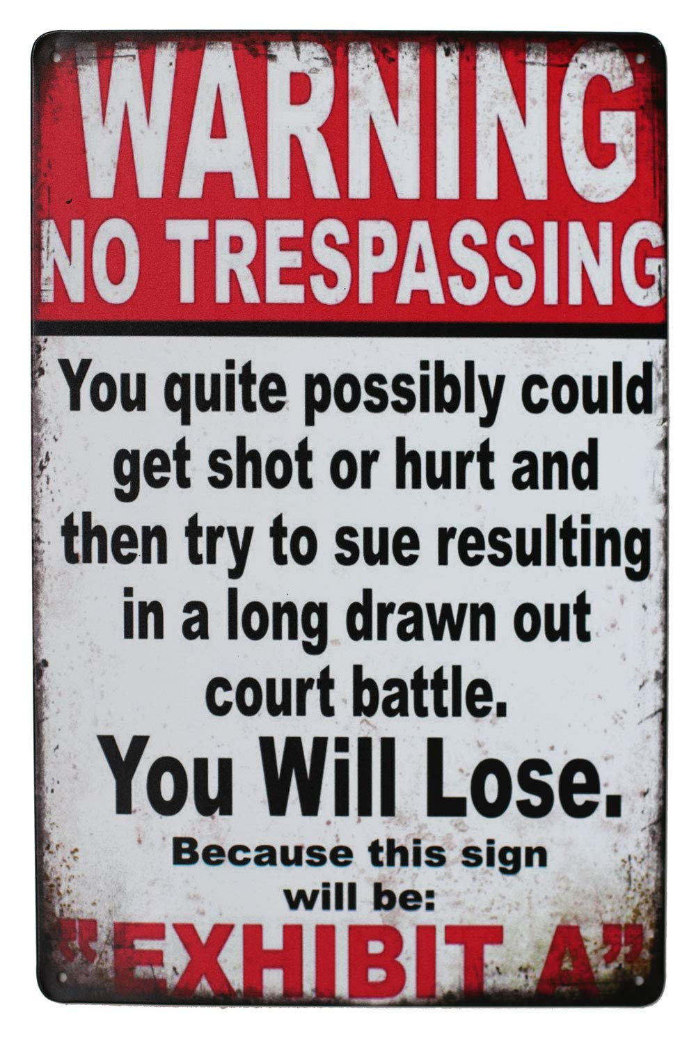 SMAZDFXX Warning No Trespassing You Will Lose Metal Tin Sign, Vintage Art Poster Plaque Wall Decor Cafes Bar Club 8"x12"