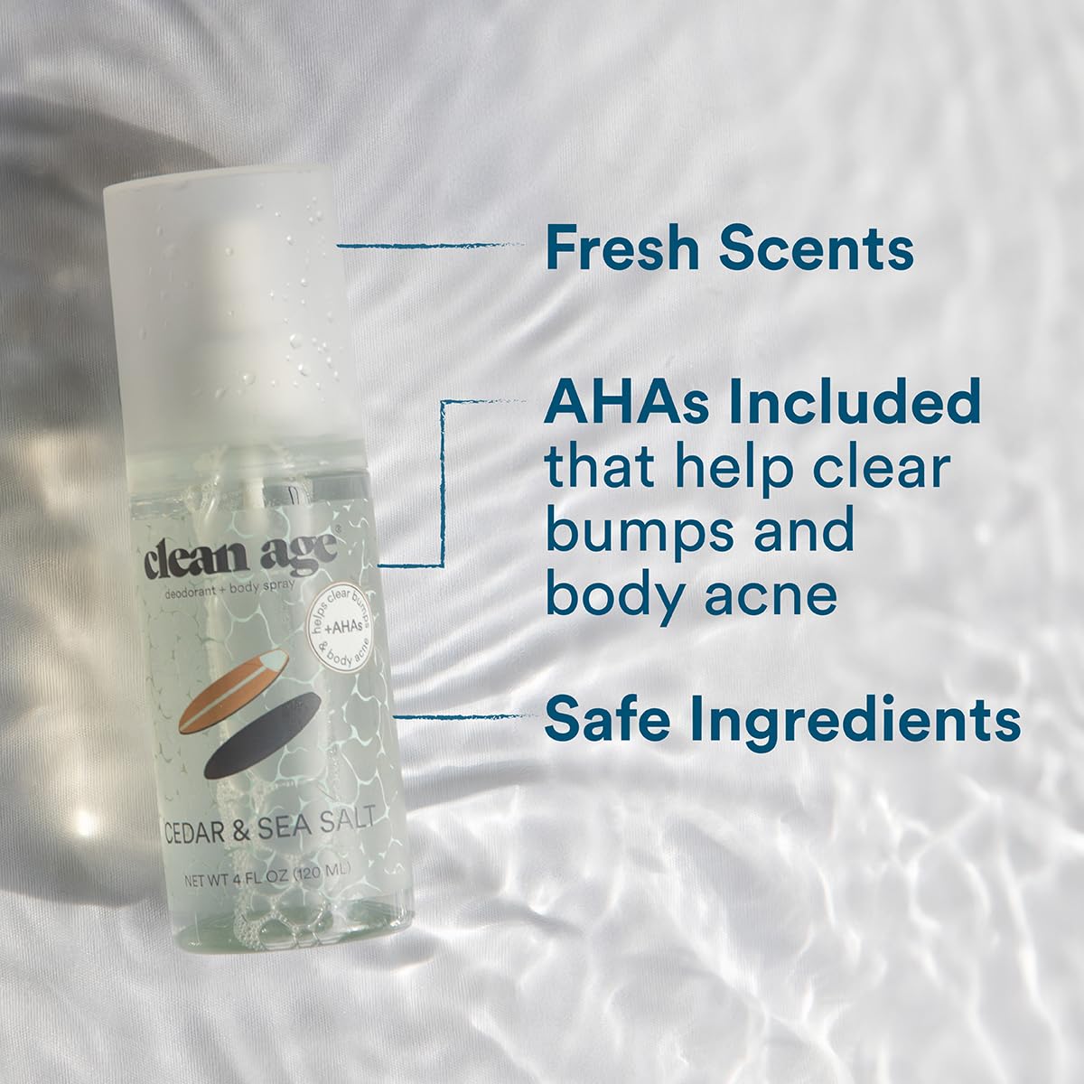 Clean Age - Aluminum Free Deodorant & Body Spray for Whole Body - Cedar 4oz - Clean Deodorant and Body Spray for Teen Boys and Girls - With AHA Fights Body Acne-Formula Specific Body Spray for Teens thumbnail 2