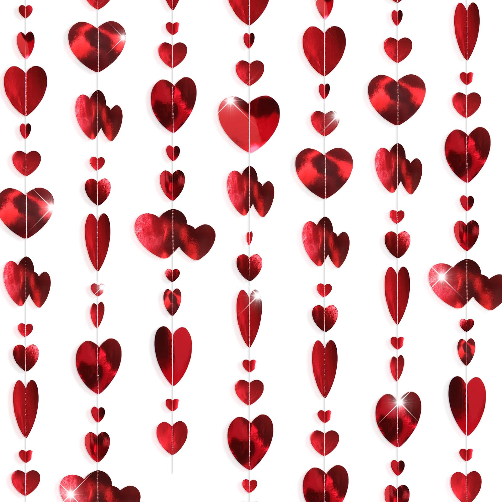 Guirnalda de corazones rojos para el día de San Valentín, pancarta de feliz aniversario para San Valentín, boda, aniversario, fiesta de cumpleaños