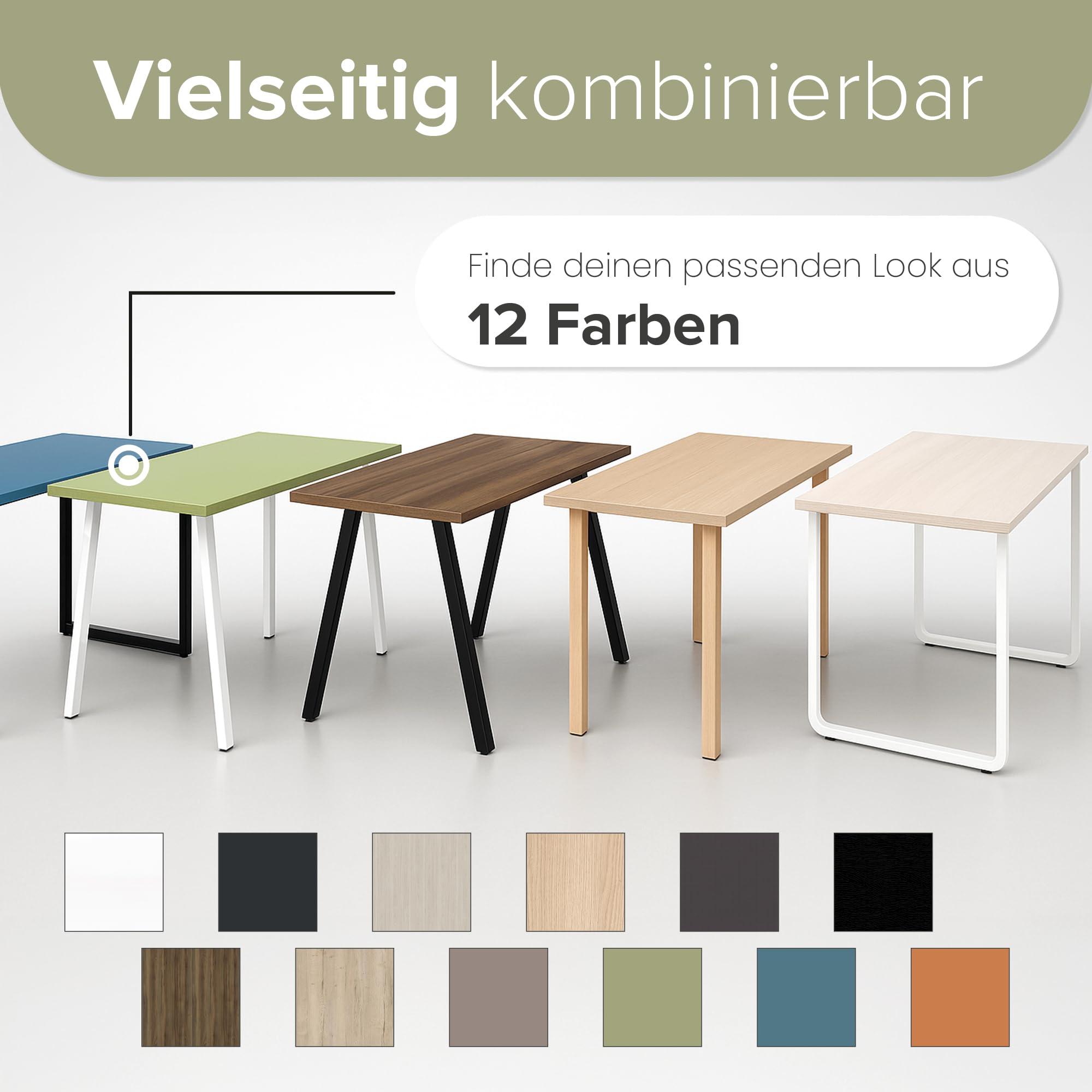 REISS Tischplatte mit Nullfugen-Technologie für Schreibtisch & Homeoffice - Made IN Germany - Robuste Schreibtischplatte - Pflegeleicht & stabil - PEFC-Zertifiziert - (200x90 cm) - (Avocado)
