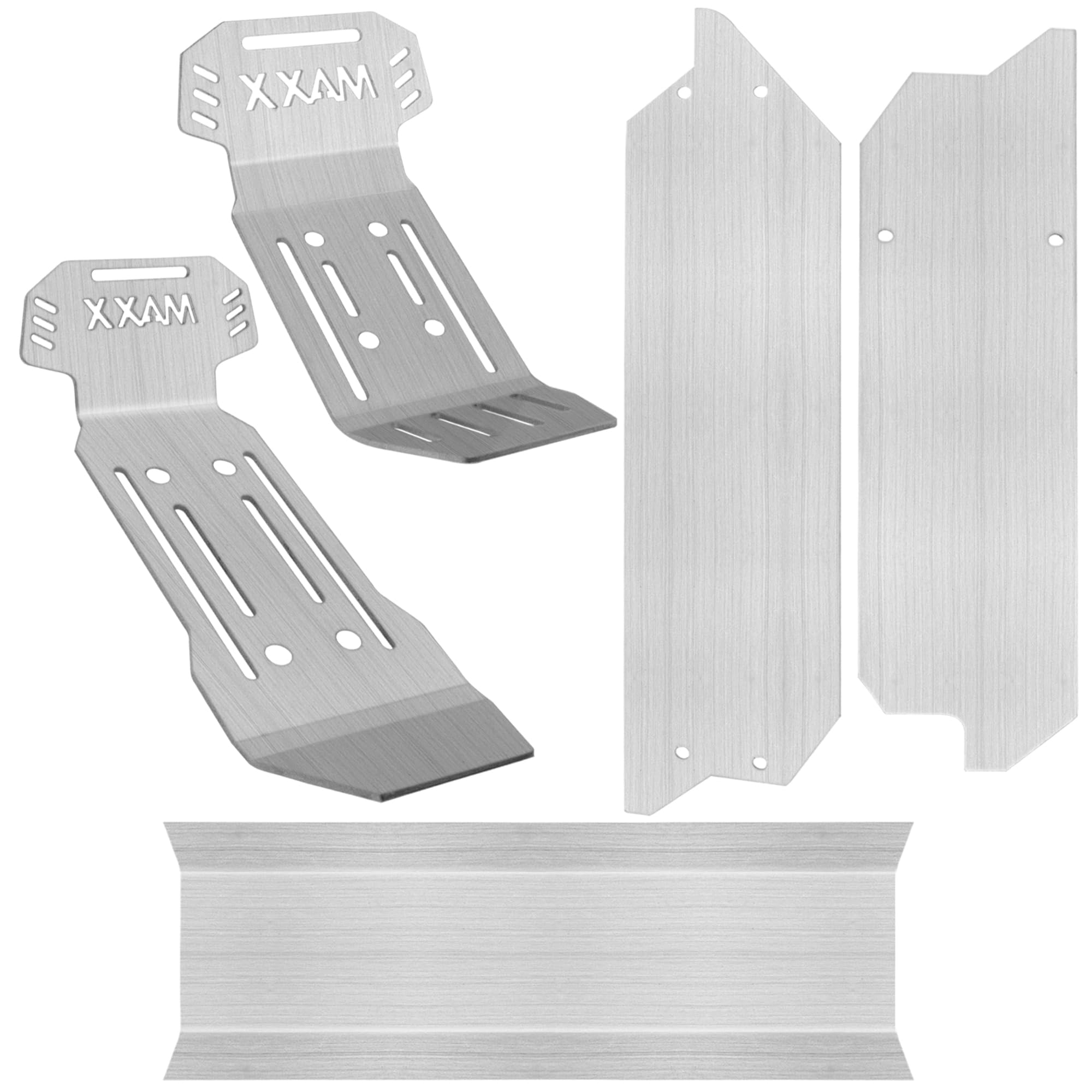 Stainless Steel Front & Rear Skid Plate Kit Chassis Armor Protector Guard Compatible with Traxxas 1/10 Wide Maxx V2 89086-4 RC Upgrade Parts