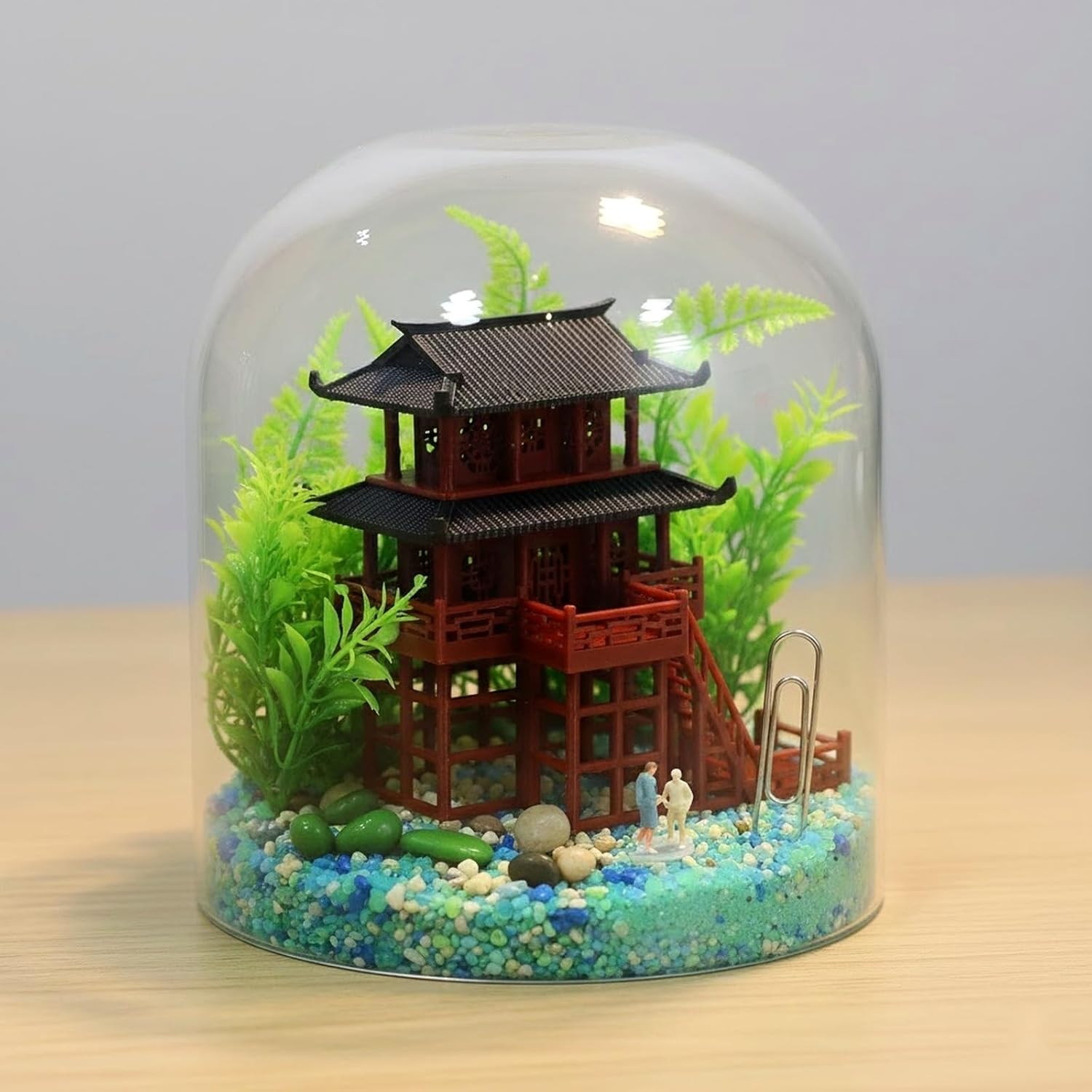 LOGOFUN Mini Pagoda Statue Miniature Oriental Pavilion Sculpture for Zen Garden Fairy Garden Aquarium Decorations Accessories - Medium