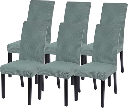 SearchI - Juego de 6 fundas para sillas de comedor con tejido jacquard elástico fundas para silla Parsons, fundas para sillas de comedor de elastano